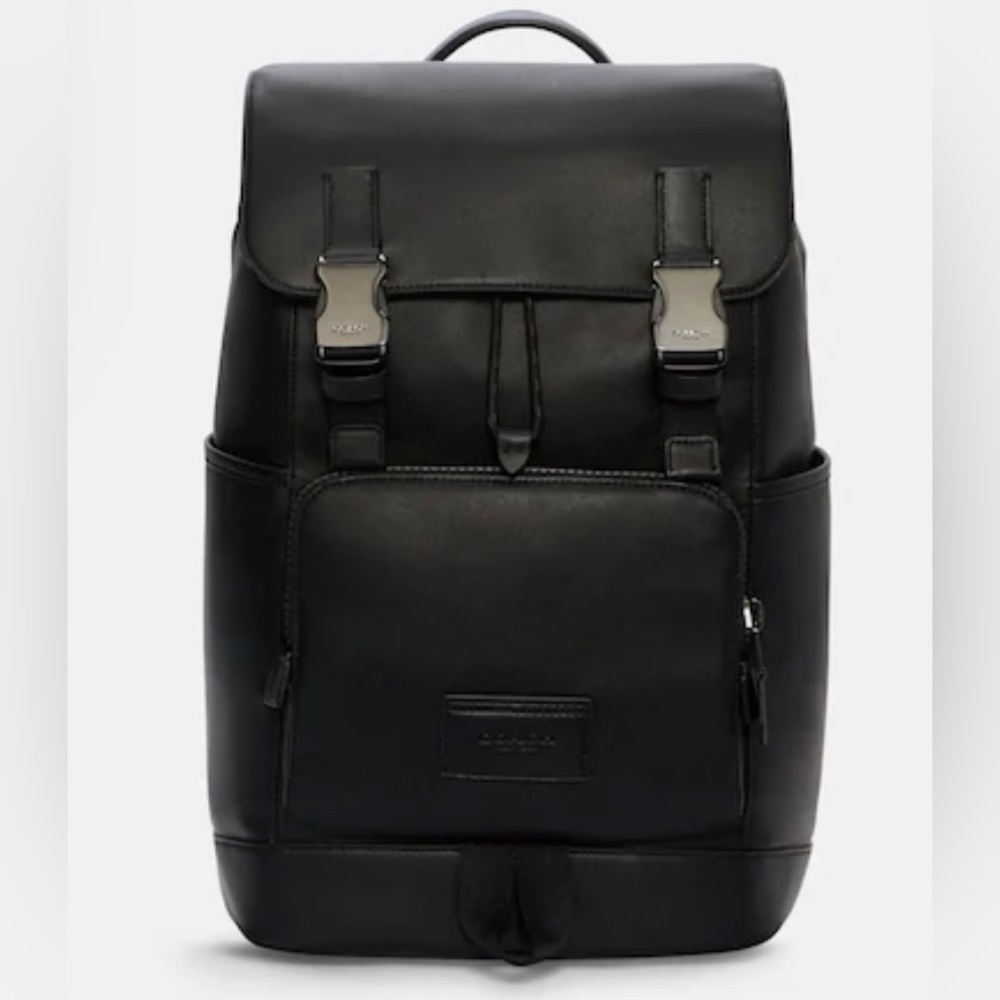 Black leather coach backpack